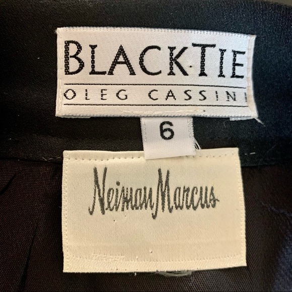 OLEG CASSINI Vintage Neiman Marcus Black Tie Black Satin Pleated Evening Skirt - Picture 2 of 15